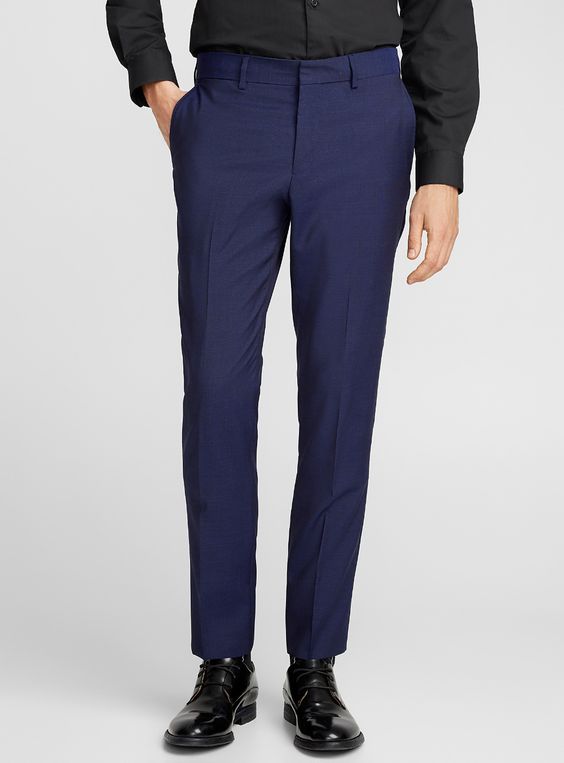 Pantalon de costume homme bleu marine bien ajusté