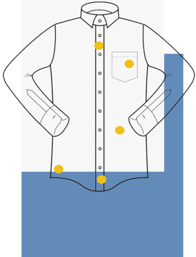 Broderie des initiales sur la face et le dos